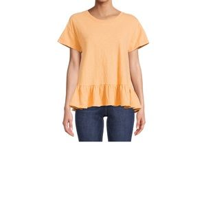 Short Sleeve Washed Peplum Top XXXL